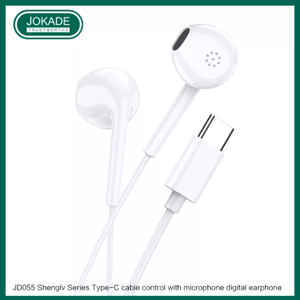 JOKADE - JD055 Type-C PLUG wired microphone digital earphones (1.2M) BLACK