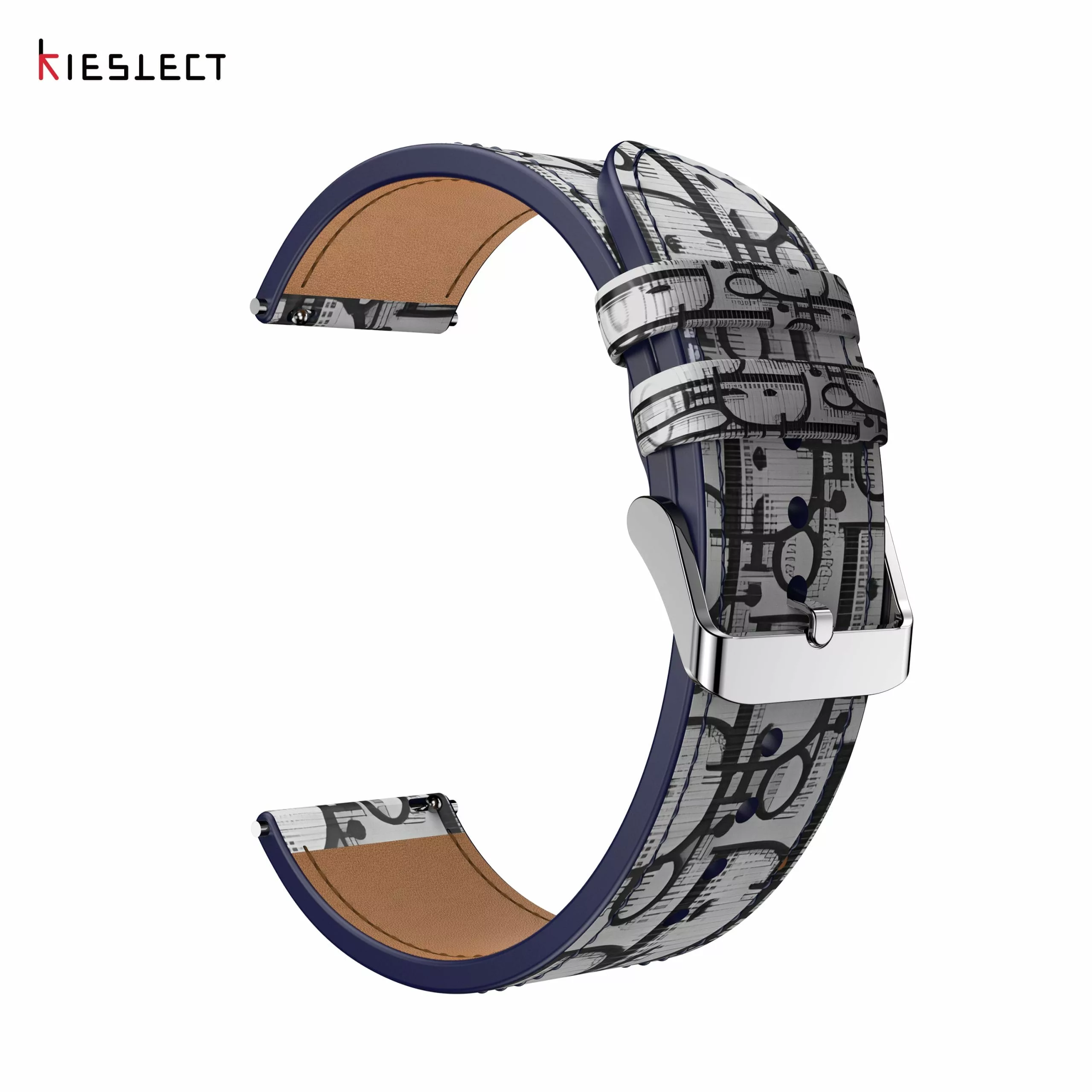 Kieslect 22MM Khaki Classic Monogram+Leather Strap