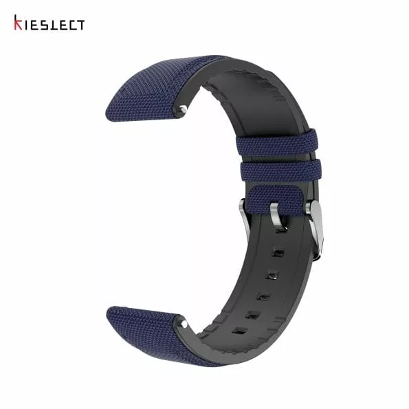 Kieslect 22MM Navy Silicone+Nylon Woven Strap