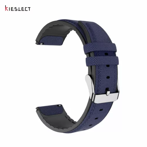 Kieslect 22MM Navy Silicone+Nylon Woven Strap