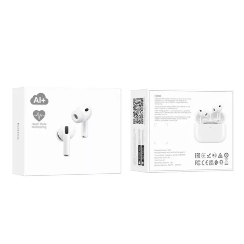Écouteurs Sans Fil Hoco EW98 ANC avec Capteur de Rythme Cardiaque et 6 Micros — Blanc
