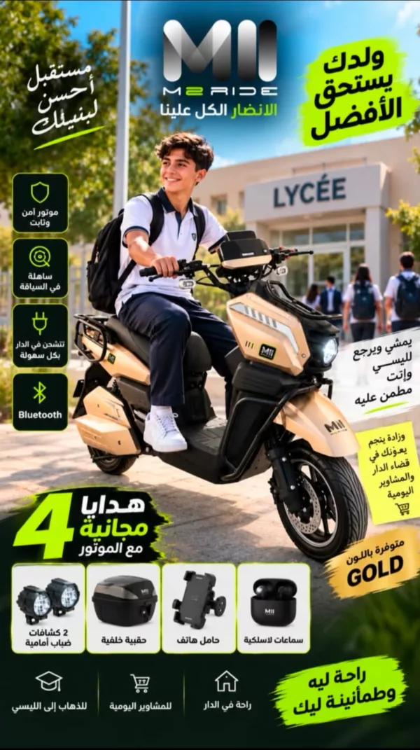 Moto Électrique M2RIDE Supreme 3000W Gold